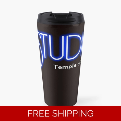 Travel Mug A Black Original White & Blue Logo TOS